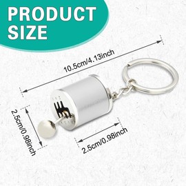 YCGTBAUE Car Shifter Gear Keychain, Creative 6 Speed Manual Transmission Shift Lever Keyring, Car Keychain Key Ring Auto Gearbox Shifter Key Chain(Silver)