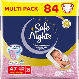 Babylino Safe Nights Girl Absorbent Night Briefs for Girls Ages 4-7 (17-30kg), 84 Count