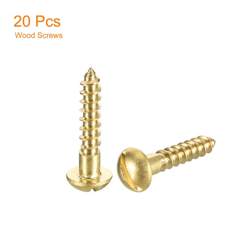 sourcing map Wood Screws M4 x 20mm Slotted Round Head