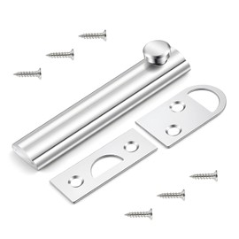 1 Pcs 3 Inch Surface Bolts for Doors Heavy Duty Concealed Slide Lock for Door with Screws Slide Latch for Windows Cabinet Wooden Fence Yard Recessed Doors Flush Gates Silver
