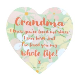 Sentimental Message for Grandma on a Heart-shaped Novelty Coaster - Unique Birthday Gift - Made in UK