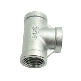 CDQBWKJGFJ 2 pcs Stainless Pipe Tee 3 Way Cast Pipe Fitting Female 1/2" NPT Threaded Connector T Shaped Adapter 304 Stainless Steel