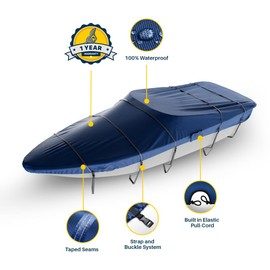 Seal Skin Covers Universal Boat Cover, Waterproof Marine-Grade Cover for 14'-16' L & Up to 90" W, Heavy-Duty & UV-Resistant, Ideal for Bass Boats, V-Hull, Fishing & Runboat