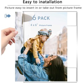 Photo Frame, 6x4 Photo Frames(10 x 15 cm) Wall Mounting Clear Picture Frames for Home,Acrylic Picture Frames 6x4,for Home School office,-Vertical,Set of 6