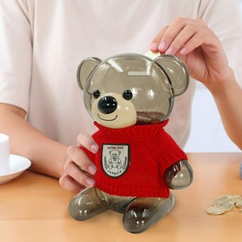 DreamsEden - Hucha con diseño de Oso de Dibujos Animados, Beige, Opaque Saving Box