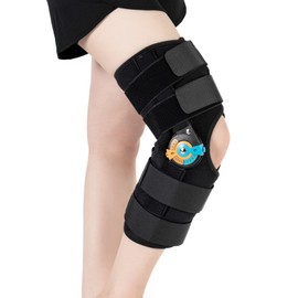 Short Knee Brace Adjustable Knee Brace Stabilisation ROM Post-Operative Knee Immobiliser Adjustable Knee Immobiliser with Side Leg Stabilizers for Meniscus Tears Men Women (M)