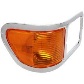 HECASA Right Headlight Bezel Trim+Corner Signal Lights Lens Compatible with 2000-2015 FORD F650 / F750 Passenger Side Replacement for FO2521196 / YC3Z13200AA