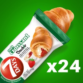 7Days Soft Croissant, Strawberry Vanilla Filling, Perfect Breakfast Pastry or Snack, Non-GMO (Pack of 24)
