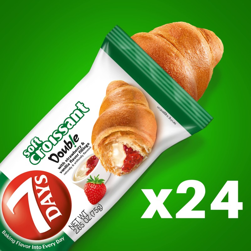 7Days Soft Croissant, Strawberry Vanilla Filling, Perfect Breakfast Pastry or