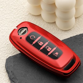 ZSPDACC Red Key Fob Cover for Nissan 2023 2024 2025 Car Key Case Protector 4 Buttons for Kicks Sentra Pathfinder Rogue Versa Armada Ariya Accessories