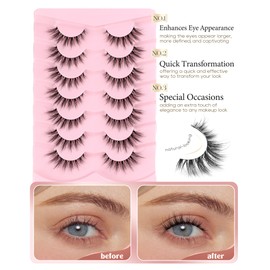 Onlyall False Eyelashes Cat Eye Lashes Volume Lashes Fake Lashes Wispy Lashes Mink Lashes Fluffy Natural Eyelashes 15mm Lashes D35