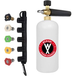 WXNANY Pressure Washer Foam Cannon with 1/4” Quick Connector 5 Tips and Holder 1 Liter Bottle