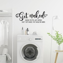 SUPERDANT Get Naked Wall Stickers Vinyl Bathroom Wall Decals Funny Bath Word Art Wall DIY Decoration Letter Print Minimalism Family Quote Wall Art Word Sayings Sticker Sign