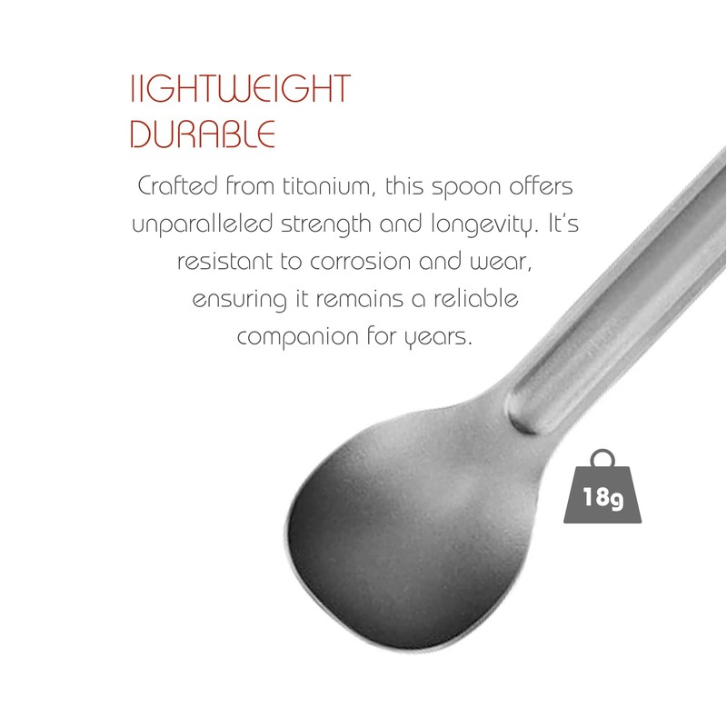 Long Handle Spoon Titanium Ultra Lighweight Camping Outdoor Cookware Utensils