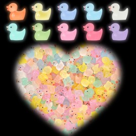 Mini Resin Ducks, Pack of 125 Luminous Miniature Resin Ducks, Colourful Mini Ducks, Small Ducks for Dollhouse Decorations, Crafts, DIY Accessories, Birthday, Christmas Party, Garden Landscape