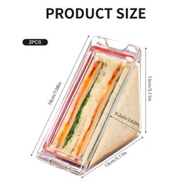 LFCFBH 2 PCS Transparent Sandwich Container, Reusable Triangle Sandwich Container with Lids, Portable, Larger Upgraded Version