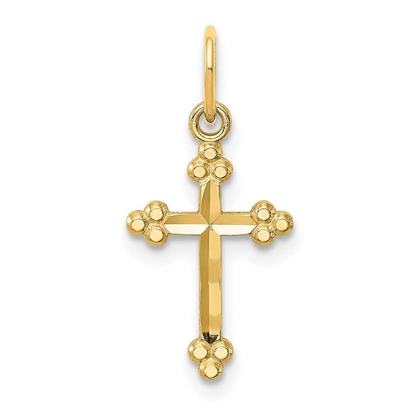 Auriga Fine Jewelry 14K Yellow Gold Small Diamond-cut Budded Cross