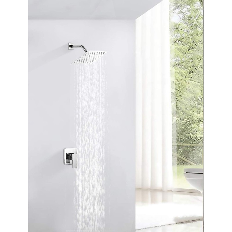 GGStudy Square 8 Inch Square Stainless Steel Shower Head -