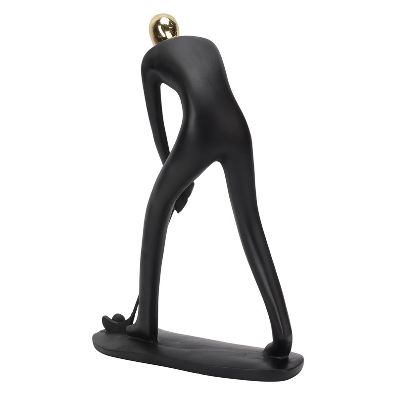 Golfer Sculpture Gold Head Hand Crafted Abstract Resin Golfer Ornament