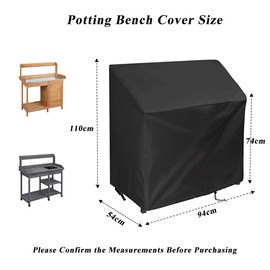Fenghome Potting Bench Cover, Waterproof Table Cover for Outdoor Garden Greenhouse Table Workbench BBQ Station Shed - 94x54x110cm (Black)