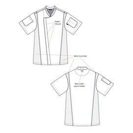 Chef Code Zip Front Cool Breeze Chef Coat (White, Medium)