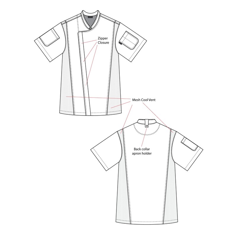 Chef Code Zip Front Cool Breeze Chef Coat (White, Medium)