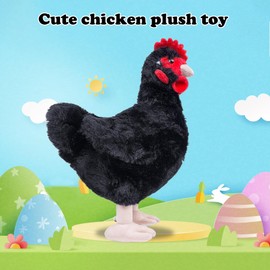 lilizzhoumax Chicken Plush Toy 10inch Cute Cuddly Hen Realistic Stuffed Animal Super Soft Collection Home Decoration Perfect Playtime Companions Birthday Party Gift for Kids Boys Girls - Black