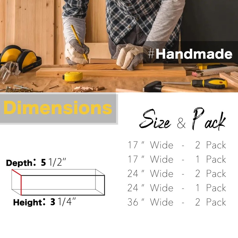 ROOREVO Wall Floating Shelves, Rustic Wood Wall Shelf Handmade (Light