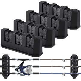 4 Pcs Fishing Rod Holder Wall Mount Fishing Rod Rack Black Horizontal Rod Holder 7.8 Inch Garage Fishing Pole Holder for Wall Garage Boat Accessories, 3 Rod (Pearl Cotton)