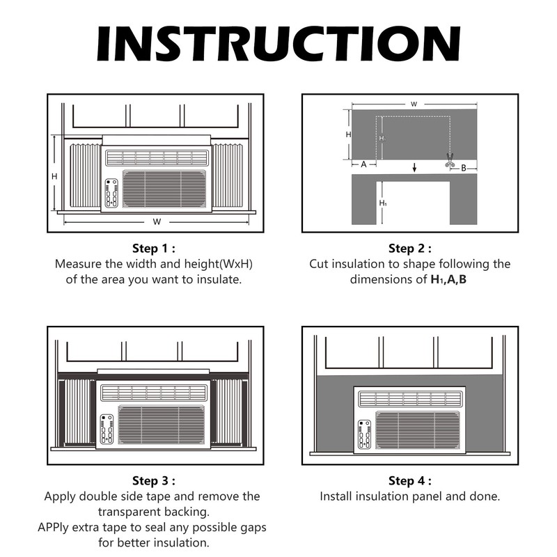 BJADE'S Window Air Conditioner Side Insulated Foam Panel,Full Surround Panels