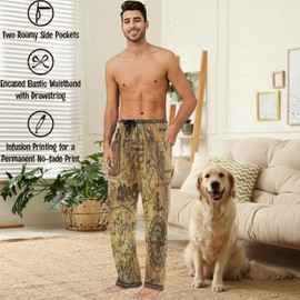 visesunny Men's Pajama Bottoms Cotton Lightweight Old Pirate Map Casual Lounge Pants with Pockets Soft Sleep Pj for Men