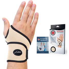 Doctor Developed Premium Wrist Support/Wrist Strap/Wrist Brace/Hand Support [Single] & Doctor Written Handbook— Suitable for Both Right and Left Hands (Pink)… (Nude)