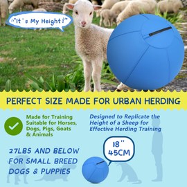 Herding Ball for Dogs - 18" Dog Herding Ball, Agility Equipment, Herding Ball for Australian/German Shepherd Collie, Dog Toys for Christmas/Birthday Gifts (Blue, Medium - 18")