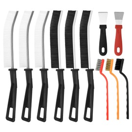 QWORK® 11-Piece Split Cleaning Brush Set - Corner Cleaning Brushes for Tiles, Bathroom & Kitchen, with Hard PET Bristles and Ergonomic Handles