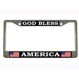 GOD Bless America Chrome Metal Auto License Plate Frame Car Tag Holder