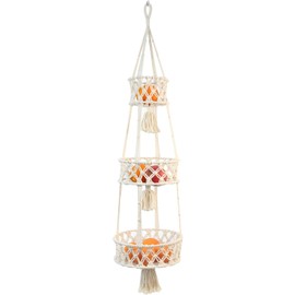 Mafagwre Pack of 1 Fruit Basket Hanging Basket Braided Fruit Basket Wall Hanging Basket with Hooks, Hand-Woven Kitchen Storage Wall Basket Fruit Baskets, Vegetable Storage Organisation Decoration,