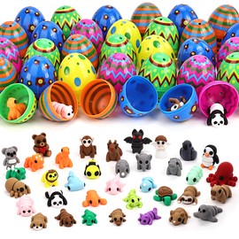 VABAO 36 pcs 3D Printed Animal Figurines Set, Articulated Animal Figurines, Easter Eggs, Easter Basket Stuffers, Party Favor, for Easter Egg Hunts, for Girls and Boys (Colorful)