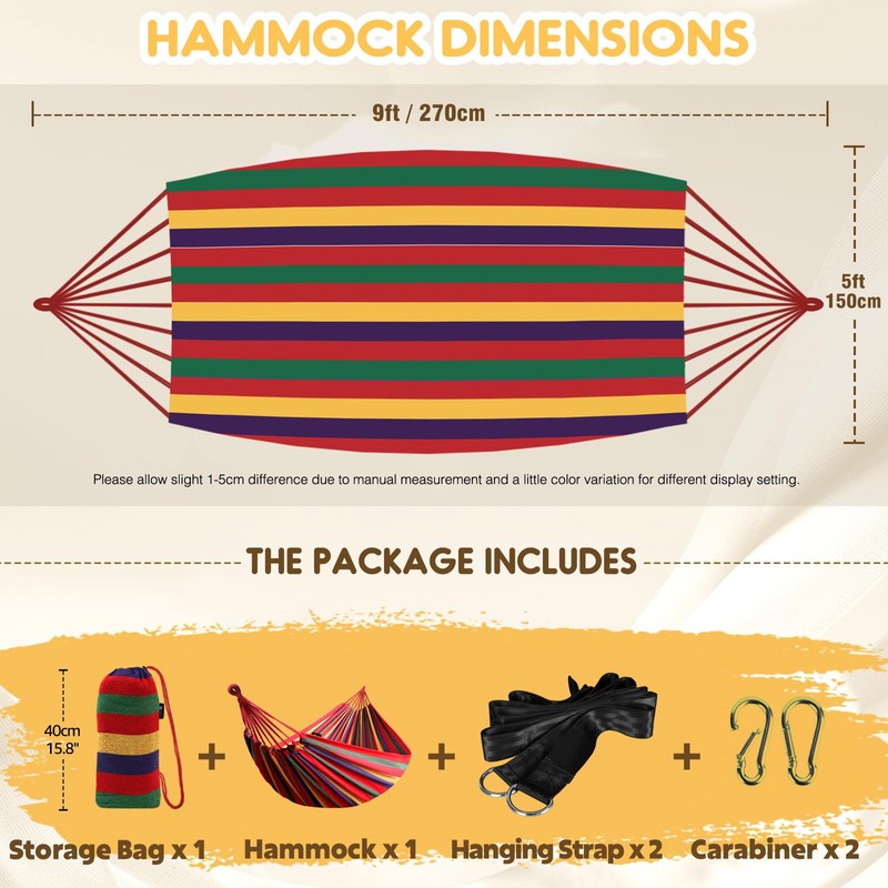 ANYOO Cotton Hammock Portable Camping Hammocks for Hanging Sturdy Garden