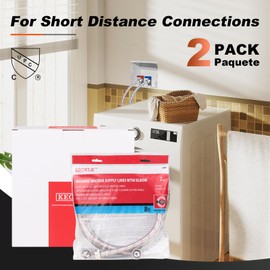 KEOKLE KEOKLE Stainless Steel Washing Machine Hoses With 90 Degree 6FT Elbow Universal Fit to All Hot and Cold Water Supply for Washing Machines (2 Pack) -5 Years Quality Assurance