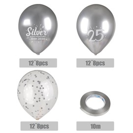 BETESSIN Pack of 24 Golden Wedding Balloons in 3 Styles - Metallic Gold Balloons, Number 50 Balloons and Confetti Balloons - Perfect for 50th Anniversary, Birthday and Golden Wedding Decoration