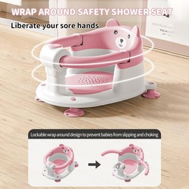 Baby Bath Seat for Babies 6 Months & Up, Baby Bath Chair with Non-Slip Pad and Wrap Design, Toddler Infant Bath Seat with Soft Cushion, Sit Up Bathtub Seat for Baby Toddler Infant Shower