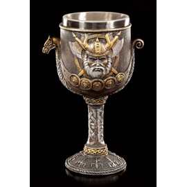 Viking Goblet Emblem with Drakkar Ship Decorative Figure Mead Wine Jug