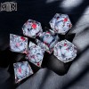 Handmade-Msgrim Cherry Blossom Silver LIQUID DnD Dice Set 7pc Dungeons