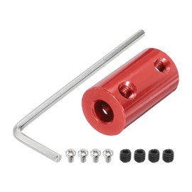 sourcing map 6mm to 6mm Bore Rigid Coupling 25mm Length 14mm Dia Aluminum Alloy Shaft Coupler Connector for 3D Printers DIY Car Boat Red 1pcs, with 1pcs Coupling,1pcs Wrench,8pcs Screws