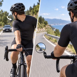 360° Adjustable Bicycle Bar End Mirror, Convex Wide-Angle Rear View Mirror for Road & Mountain Bikes