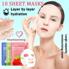 Fusang 10PCS Face Sheet Mask Skin Care,Hydrating Face Sheets Masks Bulk Gift Set,Moisturizing Long-lasting Sheet Face Masks Skincare for Women,Facial Sheet Mask for All Skin Types