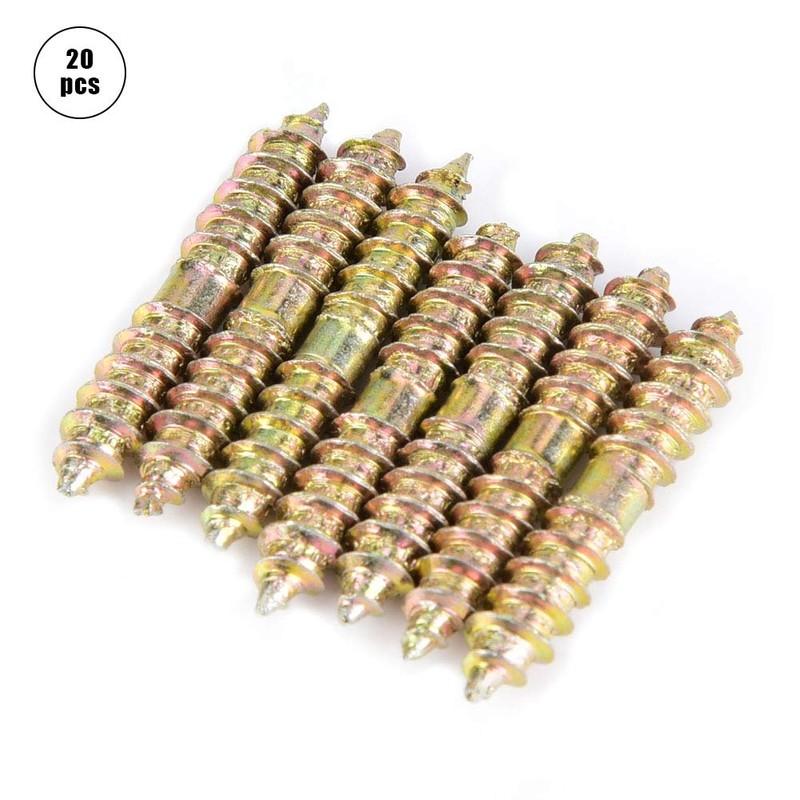 20pcs Double Ended Dowel Screw Self Tapping Threaded Bolts Woodworking