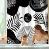 Black Boho Mid Century Shower Curtain, Abstract Black and Grey