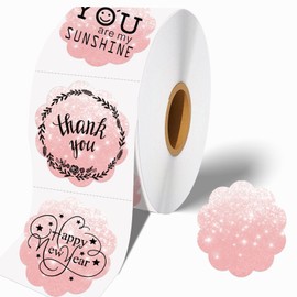 WONLABEL 2''×2'' Flower Thermal Label, Multipurpose Round Thermal Stickers for Business and Home, Direct Thermal Printer Label for DIY Logo Design, Thanks Card, 500 Labels/1 Roll