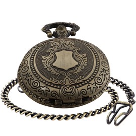 Tiong Bronze Shield Men's Quartz Pocket Watch with Arabic Numeral Digital Scale